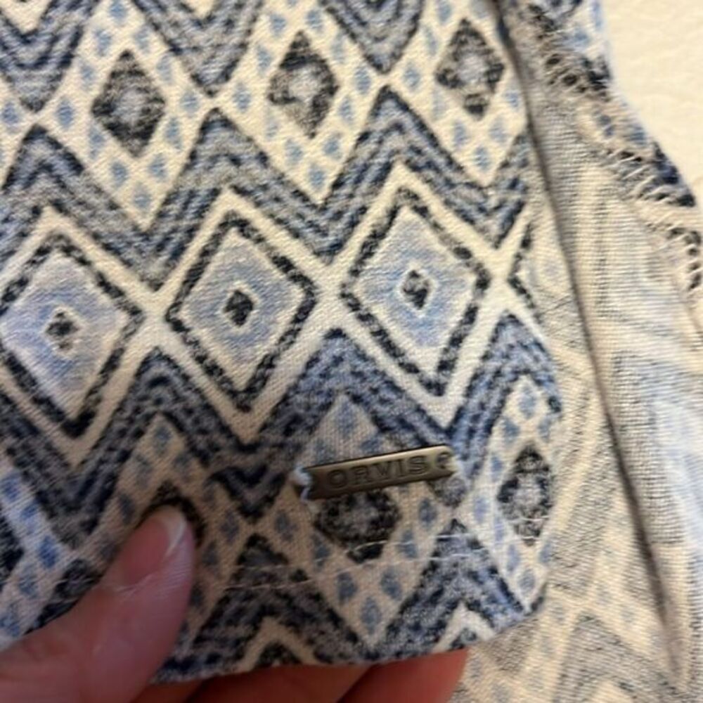 Orvis Classic Collection Blue White Geometric Ikat High Low Top Womens Small - Picture 7 of 8